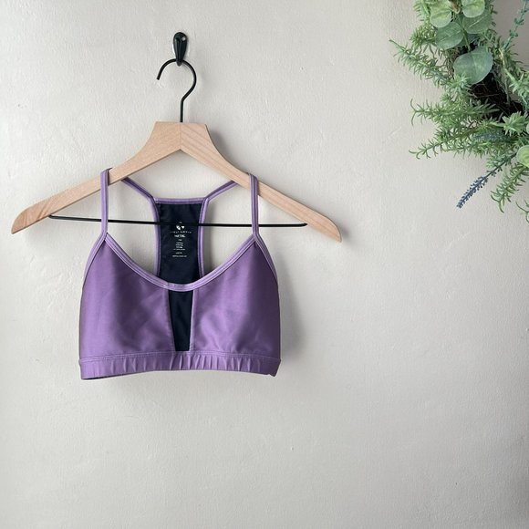 Ghost Flower Metal Aspire Lavender Black Sheer Sports Bra - Picture 1 of 15